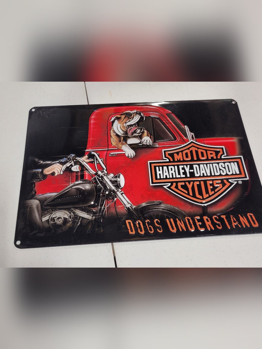 Harley-Davidson Red Bulldog Motorcycle Pet Sign